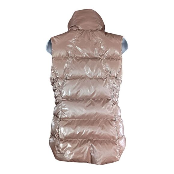 Athleta Downtown Gilet Puffer Vest Goose Down Bronze Metallic Shiny Womens XS - Picture 2 of 5